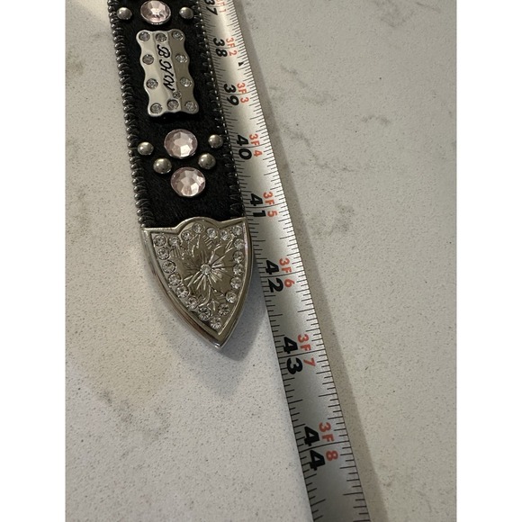 BHW Ladies Cowgirl leather Rodeo Rhinestone Bling PINK Hearts New - Picture 7 of 10